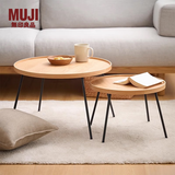 MUJI木制铁脚小圆桌套装 白橡木风格 3分钟组装 现代简约 KBI3CC3S OA