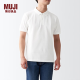 MUJI 男式 水洗 珠地网眼 POLO衫 纯棉全棉 ABE02A2S 白色 XL