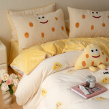 米一浔冬季四件套牛奶绒 双面法兰绒被套床单 超柔抗静电床笠被罩床品 【撸猫绒感】奶酪棒 1.5/1.8 床单款 （被套200*230cm）