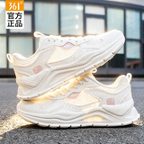 361°女鞋运动鞋女夏季休闲鞋新款网面轻便透气跑步鞋软底旅游鞋子女 -7羽毛白/浅浆紫 37
