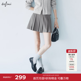 伊芙丽（eifini）秦岚代言时髦百搭显瘦miu系学院风百褶半身裙女2025新款 云烟灰 S 80-105斤