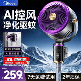 美的（Midea）电风扇空气循环扇家用暴风驱蚊落地扇大风量智能语音摇头静音节能台地两用净化扇 紫色【驱蚊款】双重抗菌+智能语音+10米送风
