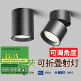 佼佼者（JIAOJIAOZHE）明装射灯led天花灯家用洗墙可调角度商用折叠吸顶照画筒灯免开孔