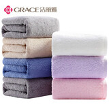 洁丽雅（grace）浴巾大成人A类纯棉家用男女情侣学生加大加厚大号毛巾婴儿裹巾 灰色【A类标准】 140*70