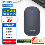 飞利浦（PHILIPS）M550无线蓝牙鼠标双模轻音 商务办公鼠标便携 人体工学左手通用苹果Mac台式电脑笔记本企业采购 M550灰色【2.4G无线+蓝牙双模】