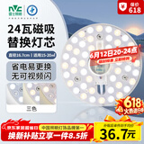 雷士（NVC）LED灯盘吸顶灯替换灯芯灯板磁吸光源灯珠灯泡24W三色3000k-6500k