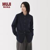 MUJI女式 水洗平纹立领长款衬衫衬衣外套内搭女装25年春季款 BC2MEC5S 深藏青色 S (155/80A)