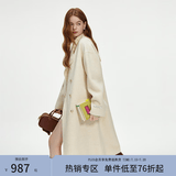 范思蓝恩双排扣立领双面呢子大衣女秋冬2024新款羊毛呢外套14271 奶油白 XS