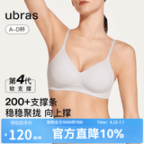 ubras【虞书欣同款】夹心软支撑小胸聚拢光面无痕内衣女无钢圈文胸罩 椰青灰色 L  80A/80B