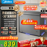 美的（Midea）200升冰柜单温家用减霜非无霜冷藏柜冷冻两用小冰柜一级能效节能冷柜100/143L小型冰箱国家补贴 200升 店铺爆款丨可冻肉280斤  200KMF