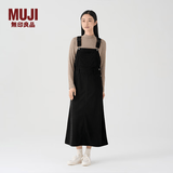 MUJI女式 灯芯绒 背带裙中长款连衣裙半身裙女秋款裙子美拉德BE10CC3A 黑色 M （160/66A）