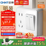 正泰（CHNT）明装开关插座面板 1c系列 二开双控五孔