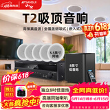 山水（SANSUI）T2 嵌入式吸顶音响音箱 5.1家庭影院音响套装  吊顶喇叭 音箱功放家用商用 家庭吸顶音响客厅环绕 T2【900W功放+5.5吋喇叭*5+8吋炮】