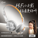 iKF R1探索版复古头戴式蓝牙耳机HiFi高音质时尚穿搭小头戴未来感透明机身高颜值拍照出片氛围感 松灰