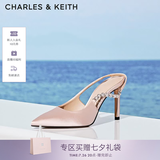 CHARLES&KEITH质感链条尖头高跟凉鞋子女鞋生日礼物送女友CK1-60280377 Beige米色 36 (230)