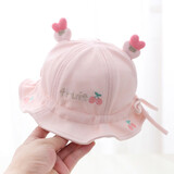 贝娜茜婴儿帽子春秋薄款夏季婴幼儿新生儿盆帽男女宝宝渔夫帽遮阳防晒潮 PM764-粉色 1-18个月（38-47.5CM）