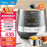美的（Midea）电压力锅0涂层系列304不锈钢内胆电高压锅2-3-4-5-8人双胆5升 电饭煲稳定控压技术高压电饭锅 【精钢厚釜】0涂层 健康煮 6L