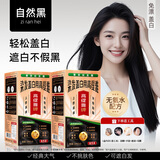 高缇雅泡泡染发剂植物纯遮盖白发不伤头皮染发膏（自然黑2盒）