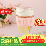 乐扣乐扣（LOCK&LOCK）咖啡杯耐热玻璃水杯子男女学生便携式双饮吸管杯随手杯500ML粉色