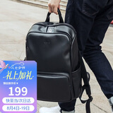 高尔夫（GOLF）双肩包男士软皮商务休闲背包大容量学生书包电脑出差旅行包 黑色