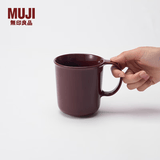 MUJI炻瓷 马克杯 水杯杯子 桌面 带把手 咖啡杯 家用  暗红色 L 490ml