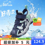 361°儿童凉鞋20265夏季男女童3-12岁透气防撞包头沙滩凉鞋 蓝 34