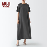 MUJI 女式 粗棉线 天竺编织 喇叭形连衣裙 BBP29A2S 炭灰色 M-L