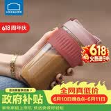 乐扣乐扣（LOCK&LOCK）咖啡杯耐热玻璃水杯子男女学生便携式双饮吸管杯随手杯500ML粉色