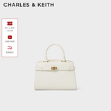 CHARLES&KEITH金属扣带手提单肩妈妈包凯莉包包女包生日礼物送女友CK2-50160102 Cream奶白色 M