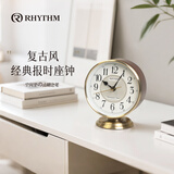 丽声（RHYTHM）木座钟客厅音乐报时创意桌面台钟静音台式钟表13.4cm CRH268NR06