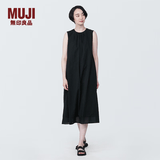 MUJI 女式强捻无袖连衣裙女装连身裙子夏季纯棉全棉长裙BC2JNC4S 黑色 S (155/80A)