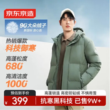 京东京造羽绒服男鸭绒加厚防寒装面包服防泼水冬季外套短款 橄榄绿2XL