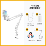 闪克（maono） 麦克风电脑无线收音麦游戏直播唱歌k歌录音降噪AI变音手机话筒台式桌面麦克风Horcus同款闪客dm40 DM40白-悬臂款-(Horcus同款)