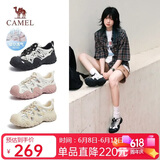 骆驼（CAMEL）丑萌登山鞋女时尚撞色户外休闲鞋 L24M076602 米/银/黑 36