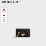 CHARLES&KEITH经典菱格链条小方单肩斜挎包包女包生日礼物送女友CK2-70160131 Black黑色 小包