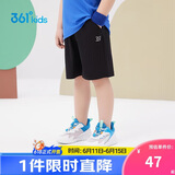 361°儿童短裤夏季男女童3-12岁透气运动裤梭织五分裤 黑 110
