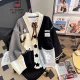 AEMAPE小熊毛衣开衫女外套2026春新款女装衣服宽松温柔秋冬季针织上衣 黑色K款 均码 (80-140斤拍)