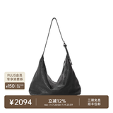 裘真（qiuzhen）【明星同款】植鞣胎牛皮腋下经典hobo包通勤真皮女包 黑色-大号(胎牛皮版) 小包/大包