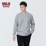 MUJI男式 可水洗棱纹编织圆领毛衣 针织衫 AA0QEA4S 灰色 M (170/92A)