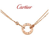 卡地亚（Cartier）LOVE系列 18K玫瑰金色单环镶嵌钻石项链 B7224509京东自营