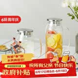 乐扣乐扣（LOCK&LOCK）凉水壶耐热玻璃泡茶柠檬水果水杯子带把家用大容量玻璃茶水杯1.2L