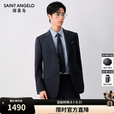 报喜鸟西服套装男装【澳洲羊毛/人生第一套】商务正装通勤西装西裤套装 F款 （藏青84.8%羊毛） 46 A(170/92) /请备注腰围或裤子