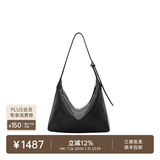 裘真（qiuzhen）【明星推荐】 经典hobo包植鞣牛皮腋下通勤休闲饺子女包 黑色-小号（羊皮） 小包/大包