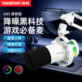 得胜（TAKSTAR）GX5电容麦克风  电脑直播话筒内置声卡直播录音配音游戏视频会议 白色悬臂支架款