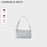 CHARLES&KEITH褶皱手提斜挎小方包腋下包女士生日礼物CK2-80160183 CK2-80160183Grey灰色 S