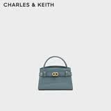 CHARLES&KEITH鳄鱼纹凯莉包手提斜挎婚包包女包生日礼物送女友CK2-50270880-1 Smoky Blue烟熏蓝（新色） S