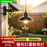 颖朗太阳能吊灯户外庭院灯路灯家用照明灯室外花园灯凉亭超亮复古防水 【暖光灯罩款】温馨暖光智能控