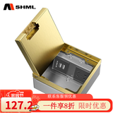 MSHML地插座隐藏嵌入式纯平超薄130型大理石瓷砖地砖地板地面插座 五孔+双USB(金色）