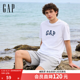 GAP男女装春季款纯棉字母logo短袖T恤常规上衣美版570044 白色 2XL 美码 3XL亚洲码185/124A