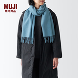 MUJI羊毛编织 围巾 围脖 保暖 女式 冬季 DD0IOA4A 烟熏蓝色 35*164cm